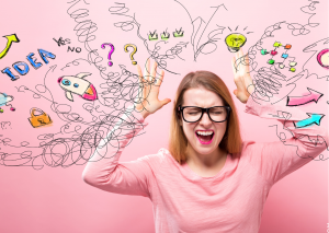 langsamer Stoffwechsel durch Stress, symbolisiert von Frau die durchdreht