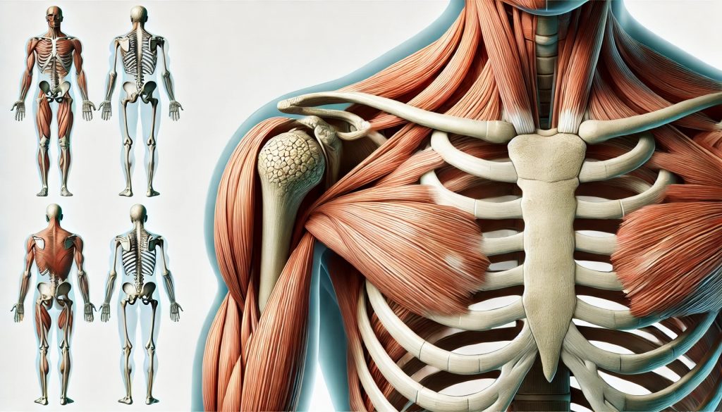 Breite Schultern Anatomie am Skelett