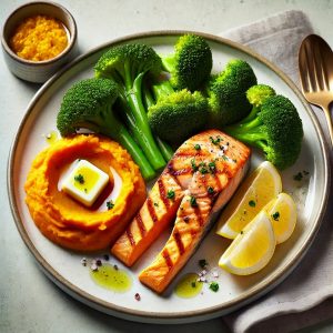 Lachs Abendessen ideal für Ernährungsplan für Schwangere