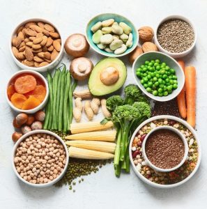 Pflanzliches Eiweiß dargestellt von diversen Protein-Quellen